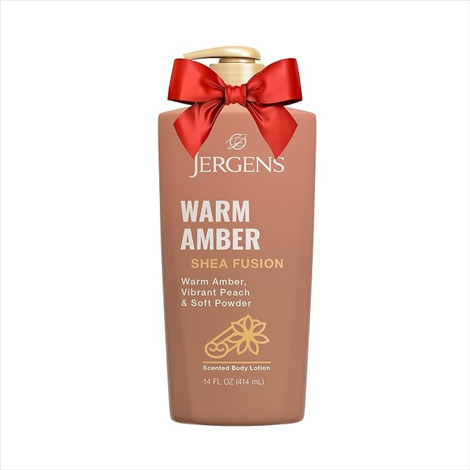 Jergens Shea Fusion Warm Amber Body Lotion, Moisturizer with Shea Butter & Vitamin E, 14 Fl Oz
