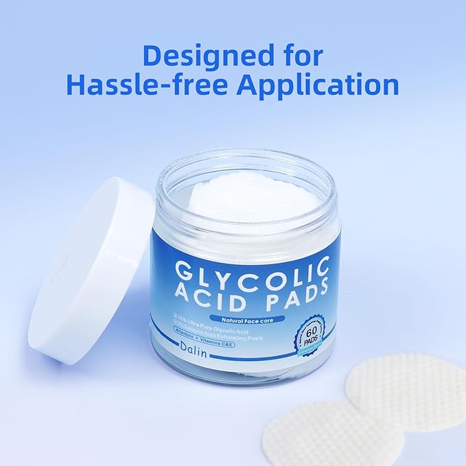 Glycolic Acid Pads, 10% Ultra Pure Glycolic Acid & 2% Salicylic Acid, Exfoliating Peel Pads for Face, Effective Chemical Peel, Keeps Skin Smooth and Prevents Wrinkles and Lines - 60 Pads