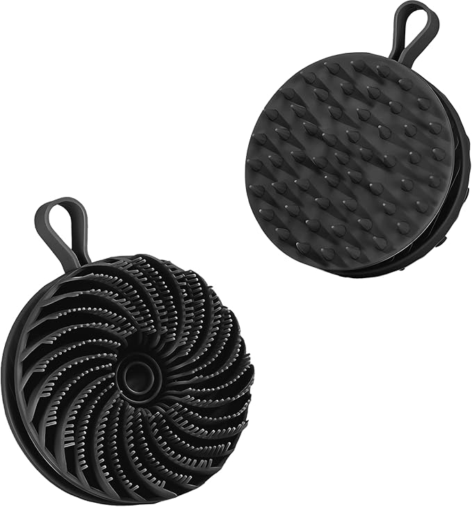 Larger Silicone Body Scrubber&Scalp Massager Hair Growth,Dual Sided Dual-Use,Exfoliating Body Scrubber,Wet&Dry Brush for Hair Massager Scalp,Silicone Shower Scrubber (Black)