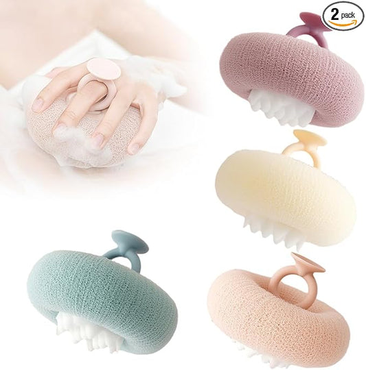 Super Soft Sunflower Suction Cup Bath Ball, 2025 New 2-in-1 Sunflower Bath Ball Exfoliating Bath Sponge Cleaning Brush, Sponge Mesh Pouf Shower Ball for Women, Men Shower (Mix-4Pcs)
