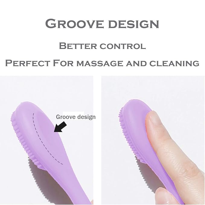 2-in-1 Silicone Face & Body Scrubber Applicator - Dual-Sided Exfoliating Brush & Lotion Spatula for Skincare, Makeup, Shower Bath - Set of 3, Soft Easy-to-Clean, Sensitive Skin for All Ages