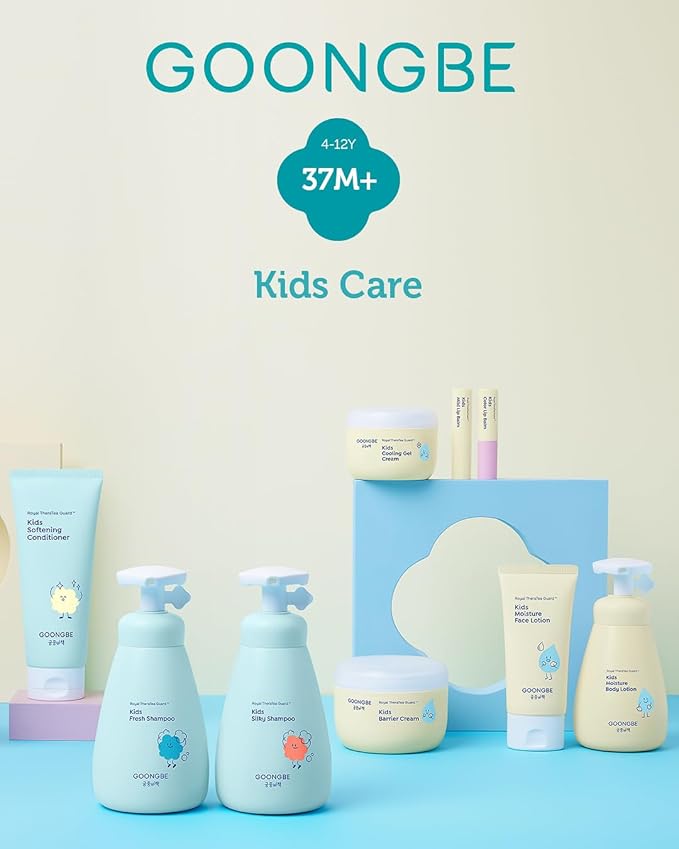 GOONGBE Kids' Moisture Body Lotion - Korean Kids Daily Body Moisturizer - Long Lasting 24hr Hydrating Cream Type Lotion with Cica and Squalane - Allergen Free Scent, 8.45 fl.oz.