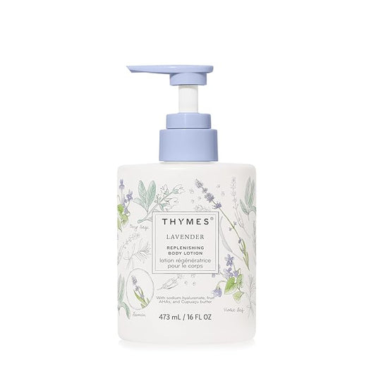 Thymes Large Replenishing Body Lotion - Moisturizing Body Lotion for Dry Skin - Scented with Notes of Velvety Lavender, Warm Rosewood, Fresh Clary Sage, & Earthy Violet (Lavender, 16 fl oz)