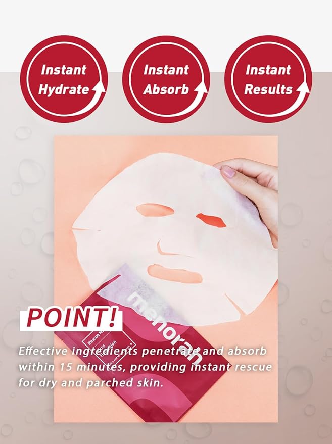 menorah skincare - Ultra Hydration Rescue Sheet Mask (4 Sheets) - with Rice, African Mango, Face sheet masks, Moisturizing mask, Super Hydration and Moisturizing, 100% Organic cotton sheet mask