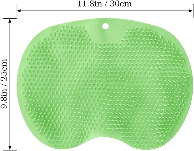 2 Pack Silicone Shower Foot Scrubber Mat, Back Washer Exfoliating Bath Wash Pad Wall Mounted, Foot Cleaner for Men and Women(Green)
