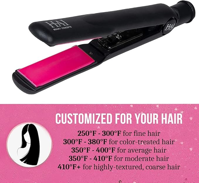 HAI Convertible Flat Iron Straightener for Women - Professional Ceramic with 5 Temperature Levels for All Hair Types - (Classic Pink)