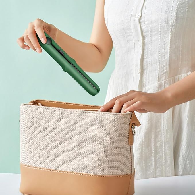 Mini Dual Purpose Curling Iron, 2025 Upgrade 2 in 1 Mini Curling Wand & Flat Iron Hair Straightener, Portable Travel Curling Wand for All Hair Types (Pink)