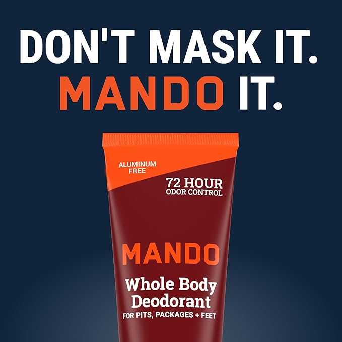 Mando Whole Body Deodorant For Men - Invisible Cream - 72 Hour Odor Control - Aluminum Free, Baking Soda Free, Skin Safe - 3 Ounce Tube (Pack of 2) - Bourbon Leather