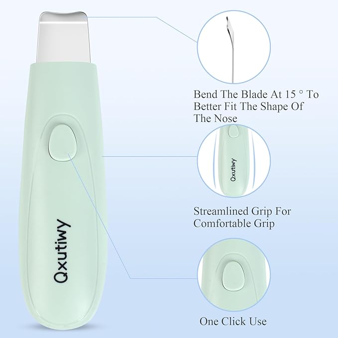 Skin Scrubber & Face Spatula - 2-in-1 Pore Cleaner Tool for Deep Cleansing, Blackhead Remover Tools with Two Silicone Brush Head, All Skin Types, Waterproof