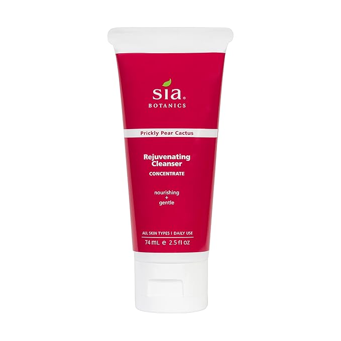 Sia Botanics Rejuvenating Facial Cleanser (74ml/2.5oz Eco Tube) | Face Wash w/Prickly Pear, Aloe Vera, Orange Blossom | Natural, Clean, Botanical Skincare for Women