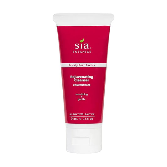 Sia Botanics Rejuvenating Facial Cleanser (74ml/2.5oz Eco Tube) | Face Wash w/Prickly Pear, Aloe Vera, Orange Blossom | Natural, Clean, Botanical Skincare for Women