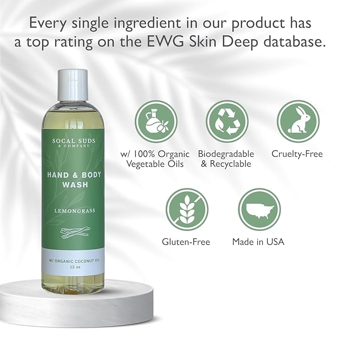 SoCal Suds & Company 12oz Organic Hand & Body Wash- Lemongrass- 2 Pack