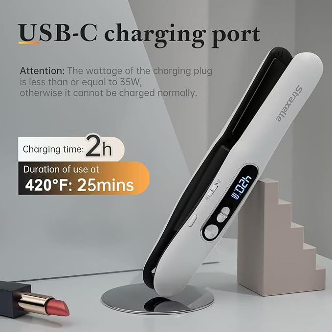 Mini Flat Iron Hair Straightener, 2 in 1 Cordless Hair Straightener and Curler for Travel, 5000mAh Rechargeable Straighteners, 350°F-420°F Portable Flat Iron for Women