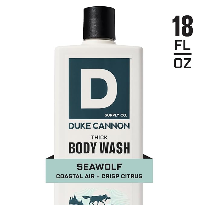 Duke Cannon Supply Co. Thick High Viscosity Body Wash – 3X Thicker, Plant-Based, Mineral-Enriched for Men – Shower Gel – Men’s Body Scrub – Seawolf 3 Pack – 18 oz