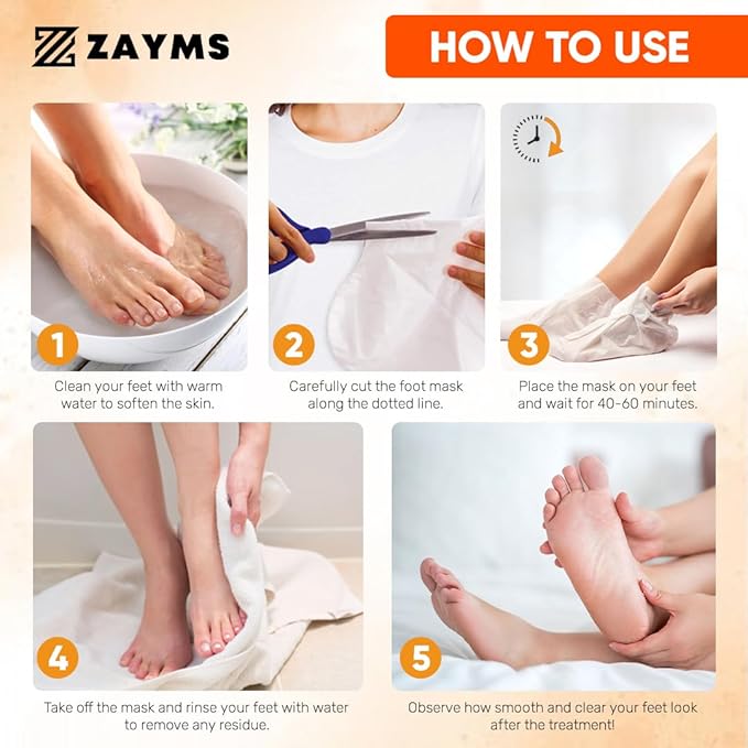 Foot Peeling Mask 5 Pack - Exfoliating Mask for Baby Soft Feet, Removes Dead Skin & Calluses, Repairs Cracked Heels, Natural Peel for Smooth, Soft Feet