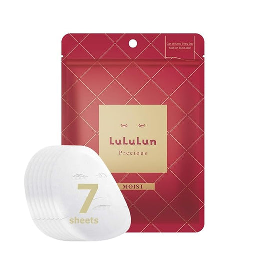 Lululun 7EA Anti Aging Face Mask for Women & Men, Mature& Dry Skin, Daily Face Masks Skincare by Camellia& Rice Extract, Acacia Honey& Squalene, Japanese Face Mask Sheet & Sheet Mask, PRECIOUS MOIST