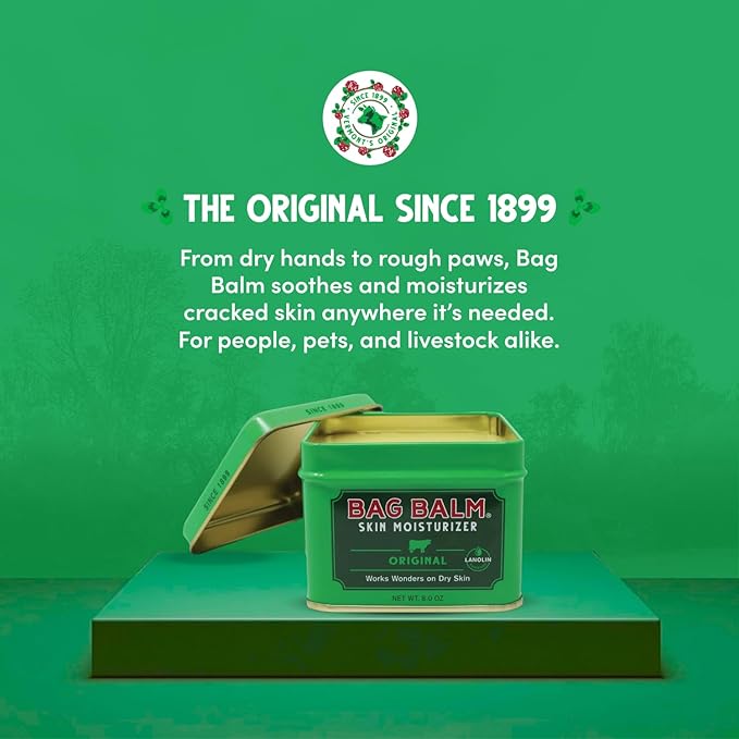 Bag Balm Vermont’s Original Pet Paw & Skin Balm – Moisturizing Salve for Dry, Cracked Paws, Noses & Rough Skin – 8 Ounce – 2 Pack
