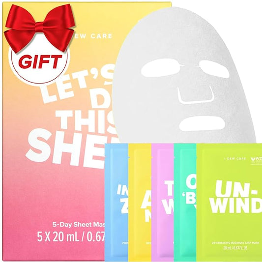 I DEW CARE Collagen Face Mask Variety Pack - 5 Days Facial Masks Skincare Korean | Hydrating Collagen Face Mask, Moisturizing Skin Care, Korean Sheet Masks, Facial Skincare Pack, Gifts For Women, 5EA