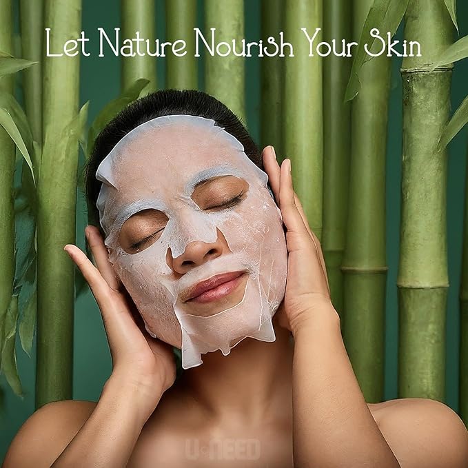 U-NEED 100 pcs Korean Face Sheet Mask (10 Types x 10 pcs) Natural Facial Mask Sheet | Tencel | Skin Care | Made in Korea | Moisturizing & Tightening | Pigment Balancing | K-Beauty