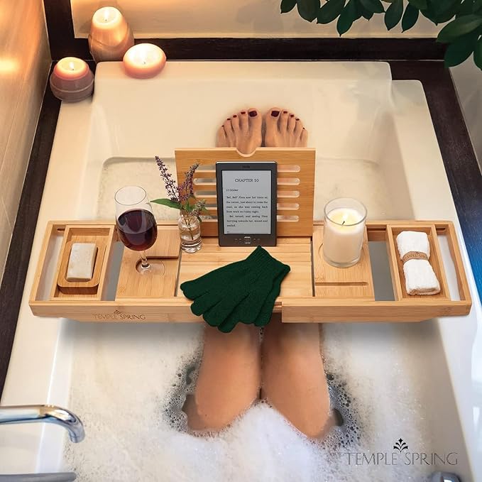 Temple Spring Exfoliating Glove, Rayon Bamboo Exfoliating Body Scrubber, Loofah Washcloth, Exfoliate Loofa Shower Scrubber, Body Exfoliator Scrub, Shower Loofah Bath Sponge - Forest Green