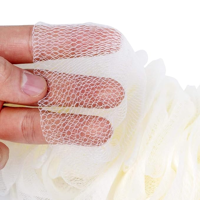 Back Scrubber for Shower, Loofah Long Handle Bath Body Brush, Soft Nylon Mesh Sponge On a Stick for Shower Men Women Kids Elderly, Exfoliating Scrub Cleaning Luffa for All Kinds of Skin(White)