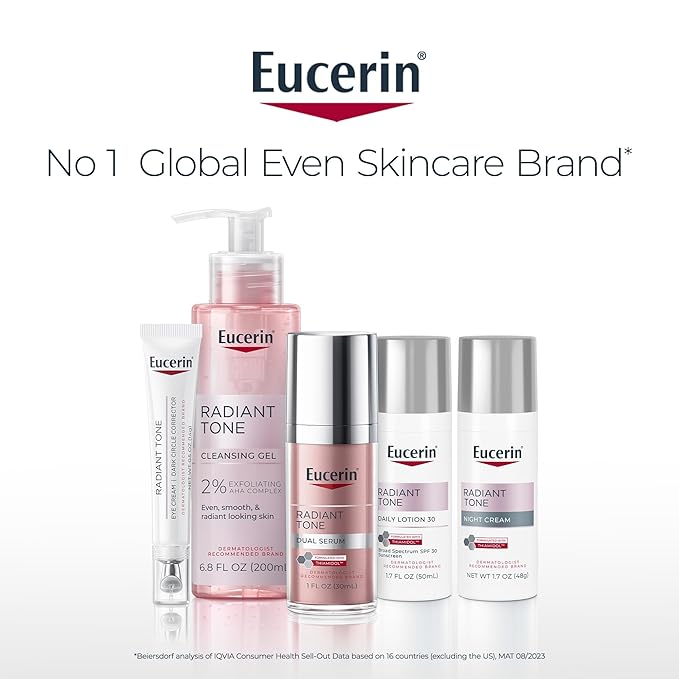 Eucerin Radiant Tone Face Cleanser Gel with 2% Exfoliating AHA Complex, Gentle Face Wash Improves Skin Clarity and Boosts Radiance, All Skin Types, Holiday Gifts for Self Care, 6.8 Fl Oz Bottle
