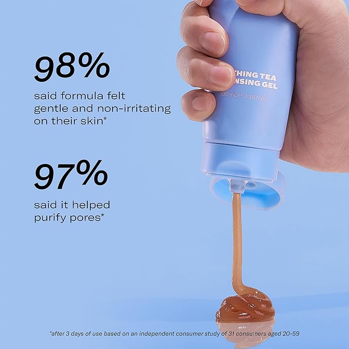 Then I Met You Soothing Tea Cleansing Gel, Vegan-Cruelty-Free Korean Skincare Cleanser with Fermented Rice, Centella, Hydrating Licorice, Glycerin, Exfoliator for Clear Skin Makeup Removal, 3.38 oz