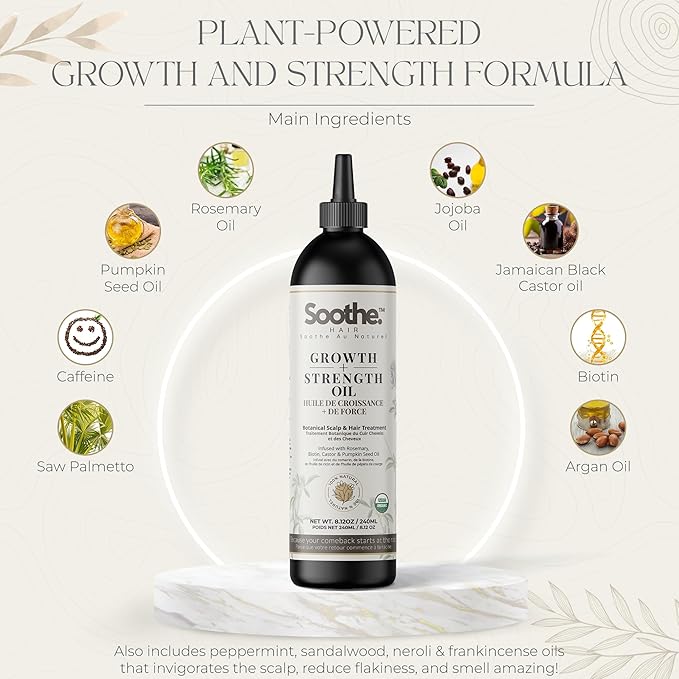 Hair Growth Oil – Infused with Rosemary, Castor Oil, Biotin, Pumpkin Seed – DHT Blocker – Non-Greasy Hair Loss & Thinning Support for Men & Women – Scalp Serum for Dry Scalps 240ml