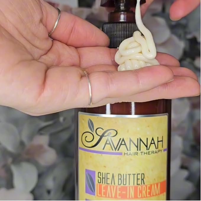 Savannah Hair Therapy Leave-In Cream with Shea Butter, Keratin & Silk Protein – Moisturizing & Anti-Frizz Treatment for Dry, Damaged or Color-Treated Hair – Professional Salon Formula 500 ml (16.9 oz)