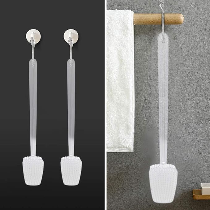 Bath Body Back Shower Brush with Curved Long Handle for Exfoliating Skin Improve Blood Circulation, Clear Back Scrubber Bath Wet or Dry Brushing Body Brush for Shower Women Men