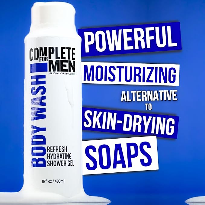Hydrating Shower Gel for Men: Sulfate-Free Mens Body Wash, Natural Shower Gel - Moisturizing Body Wash for All Skin Types, Soap & Body Cleansers, Bath Gel for Dry Skin