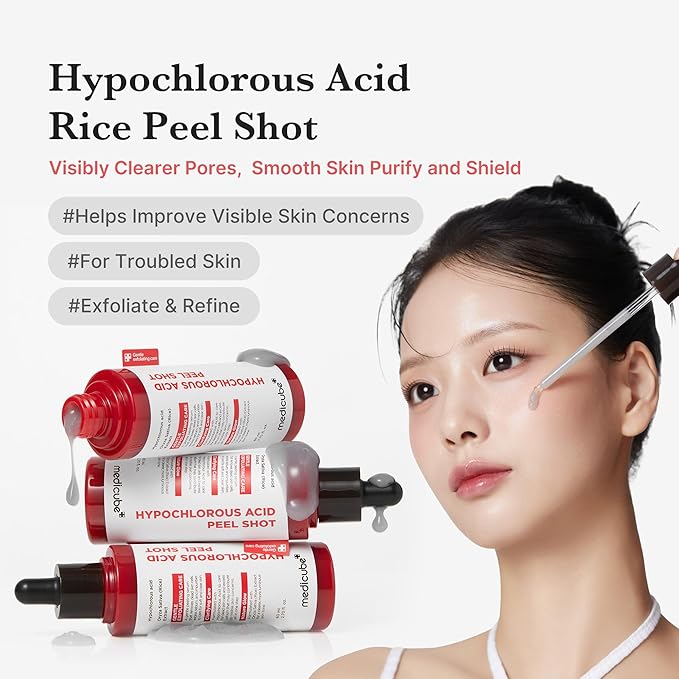 medicube Hypochlorous Acid Rice Peel Shot | Gentle Exfoliating Serum for Dead Skin Cells & Pore Care, Blackheads & Excess Sebum Control | Rice Extract, Panthenol for Hydrating & Smoothing Care