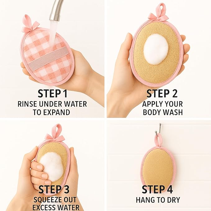 Natural Loofah Exfoliating Body Scrubber for Women Made with Natural Egyptian Loofa Sponge, Bath Shower Luffa lufa for face and Body. exfoliator Scrub Pads