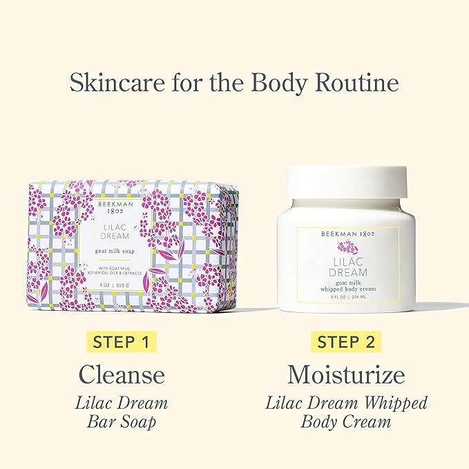 Beekman 1802 Whipped Body Cream – Moisturizes & Softens Skin with Goat Milk, Mango Seed Butter & Vitamin E – 8 oz – Lilac Dream