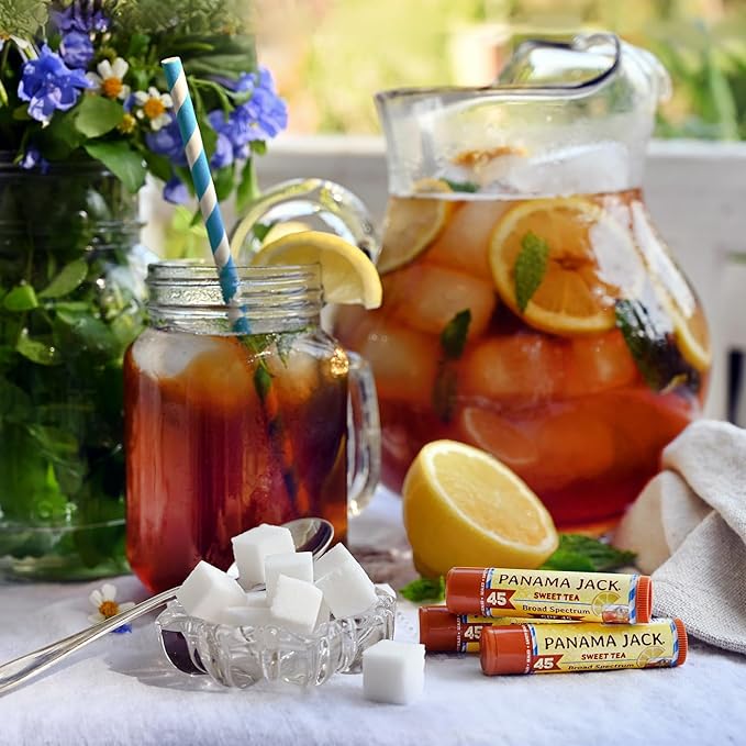 Panama Jack Sunscreen Lip Balm - SPF 45, Broad Spectrum UVA-UVB Sunscreen Protection, Prevents & Soothes Dry, Chapped Lips, Sweet Tea, 2-pack