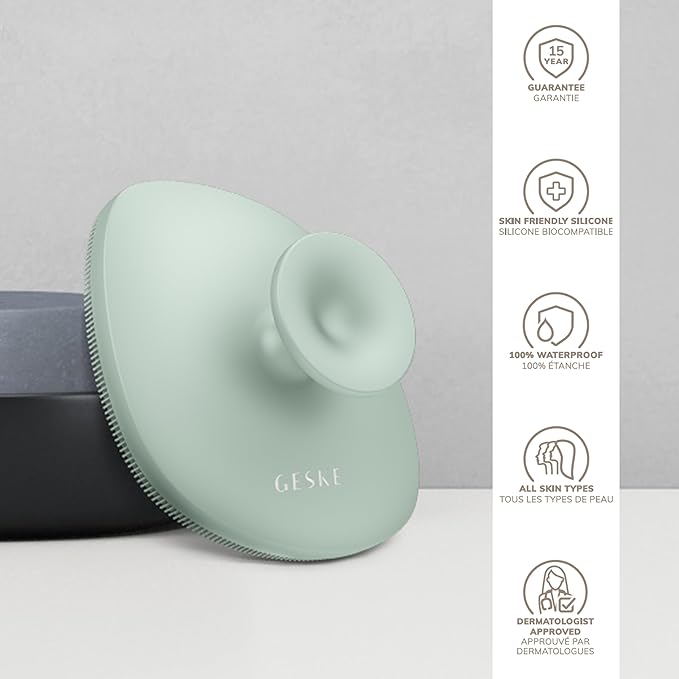 GESKE Body Brush | 4 in 1 | Cleansing Brush for The Entire Body | Professional Deep Cleaning | Soft Silicone Bristles | Ergonomic Two-Finger Design | Cleanses & Massages