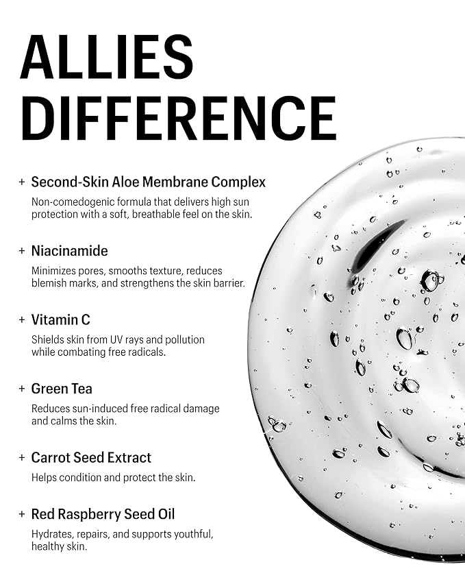 Allies of Skin Daily Face Sunscreen SPF 50, Jumbo | Zero White Cast Lightweight Gel Formula | Dermatologist Tested Under Makeup Primer| Water-Resistant & PA++++ Broad Spectrum UVA/UVB (3 fl oz)