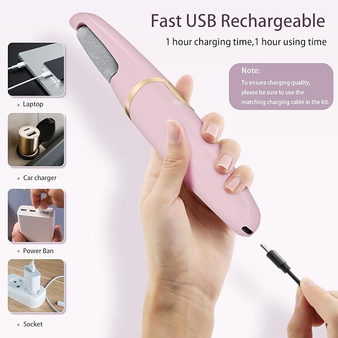 Electric Callus Remover for Feet, Professional Pedicure Tools Foot Care Kit, Foot Scrubber Electric Feet File Smooth Pedi Wand for Hard Cracked Dry Dead Skin, 2 Rollers,2 Speeds,Ideal Gift