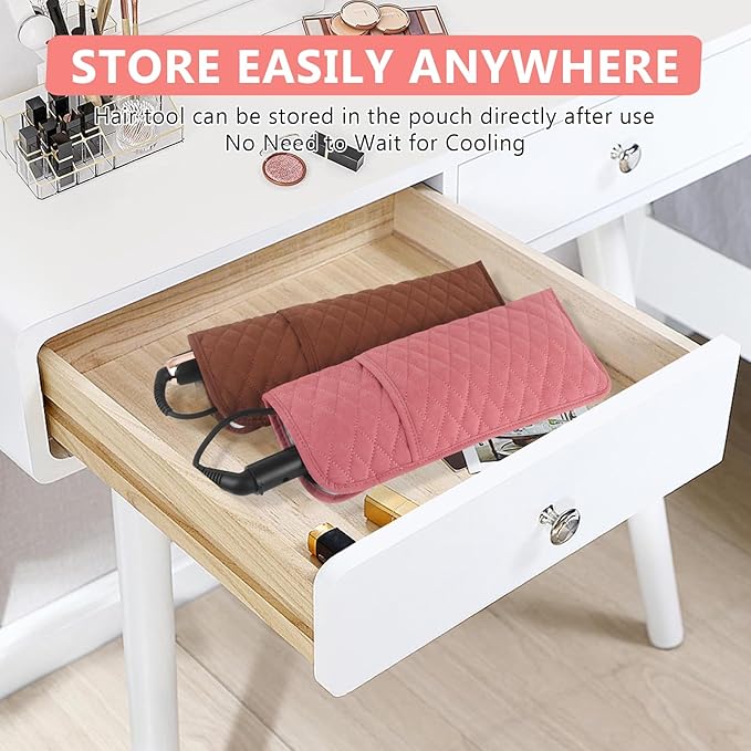 Heat Resistant Hair Tools Organizer Bag Portable Travel Storage Cover Pouch for Hair Straighteners, Curling Irons, Flat Irons and Hot Styling Tools(13.8" x 5.5")