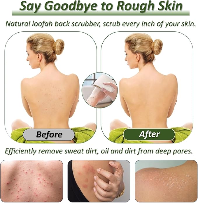 Natural Loofah Exfoliating Body Scrubber for Men and Women, Loofah Sponge Pads & Body Sponges Scrubber, Luffa Sponge to Clean & Relax Your Body Deeply (2 Pack)