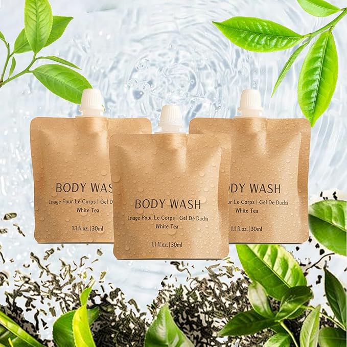 Body Wash Recyclable Kraft Paper Pouch Bag (100 Pack, 1.1oz/30ml)