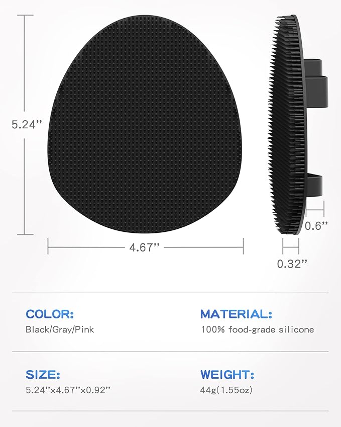 Manmihealth Soft Silicone Shower Brush, Super-Lathering and Deep-Cleaning Body & Face Scrubber, Gentle Exfoliating Bath Glove for All Skin Types(Black*2)