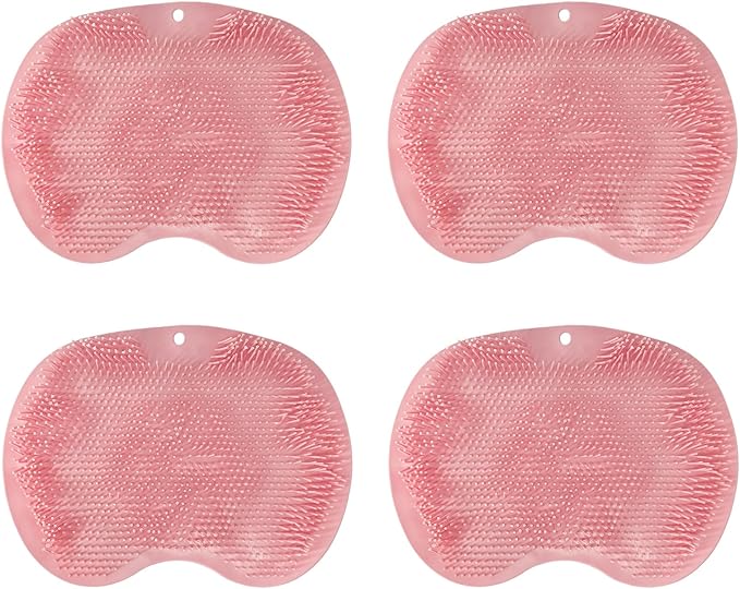 4-Pack Bath Scrubber Mat for Back Scrubbing and Foot Exfoliation - Dual-Use Shower Mats with Non-Slip Suction Cups - Soft, Durable, and Hygienic - Perfect for Full-Body Cleansing and Spa-Like Comfort