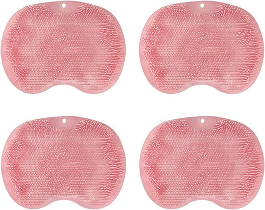 4-Pack Bath Scrubber Mat for Back Scrubbing and Foot Exfoliation - Dual-Use Shower Mats with Non-Slip Suction Cups - Soft, Durable, and Hygienic - Perfect for Full-Body Cleansing and Spa-Like Comfort