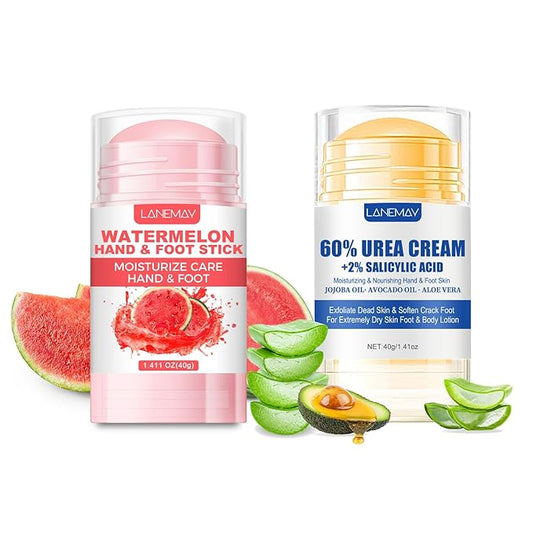 2Pcs Urea Cream 60% for Feet & Dry Cracked Skin, Cracked Heel Repair Stick Maximum Strength Moisturizing Foot & Hand Balm, Repair Creams for Dry Feet, Knee, Elbow and Hand