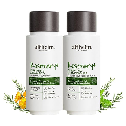 ALFHEIM Rosemary+ Purifying Shampoo & Conditioner Set Travel Size – Balancing Care for Oily & Fine Hair with Rosemary, Peppermint & Jojoba Oils – Deep Cleanse, Lightweight Hydration, Sulfate Free