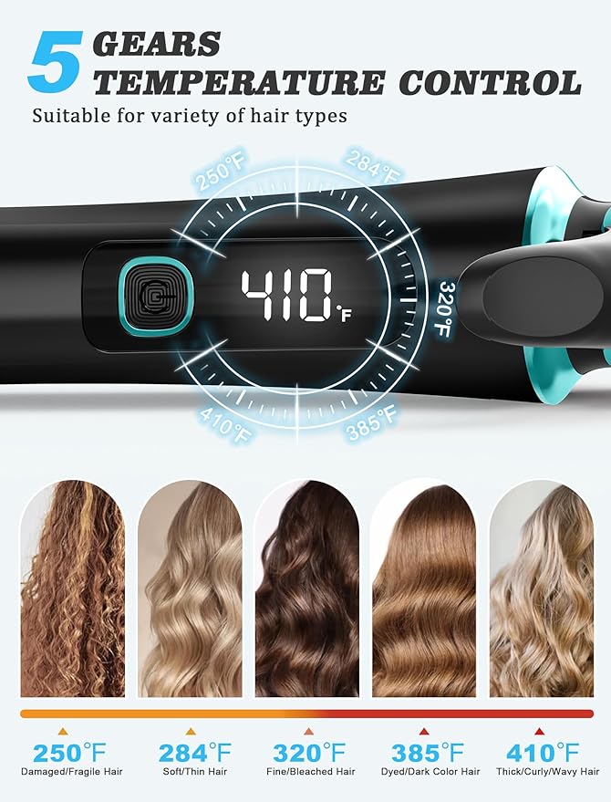 Mini Curling Iron for Travel,110~240V Dual Voltage with European Plug Adapter,Small Curling Iron for Short Hair,Tiny Curling Irons for Women,Anti-Scald Cover,Auto-Off,5 Temp Settings,1 Inch(Blue)