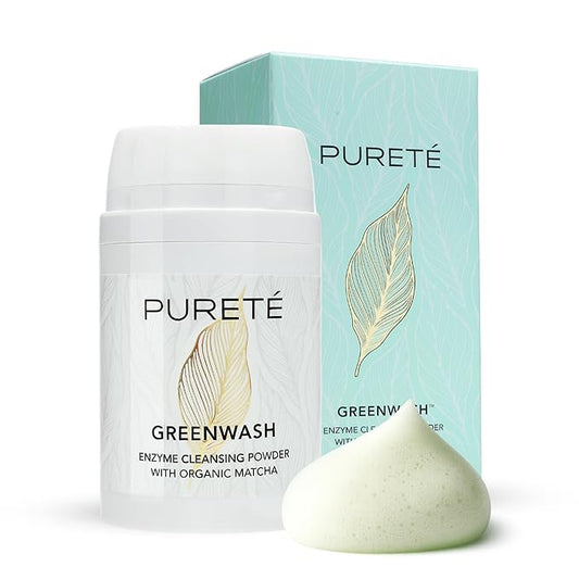 Pureté Greenwash | Powder-to-Lather Exfoliating Cleanser with Ceremonial Matcha | Gentle, No-Tears Foaming Face Wash for Smooth, Clarified Skin | Buttery-Soft, Non-Abrasive | Made in Japan | 1.4 oz