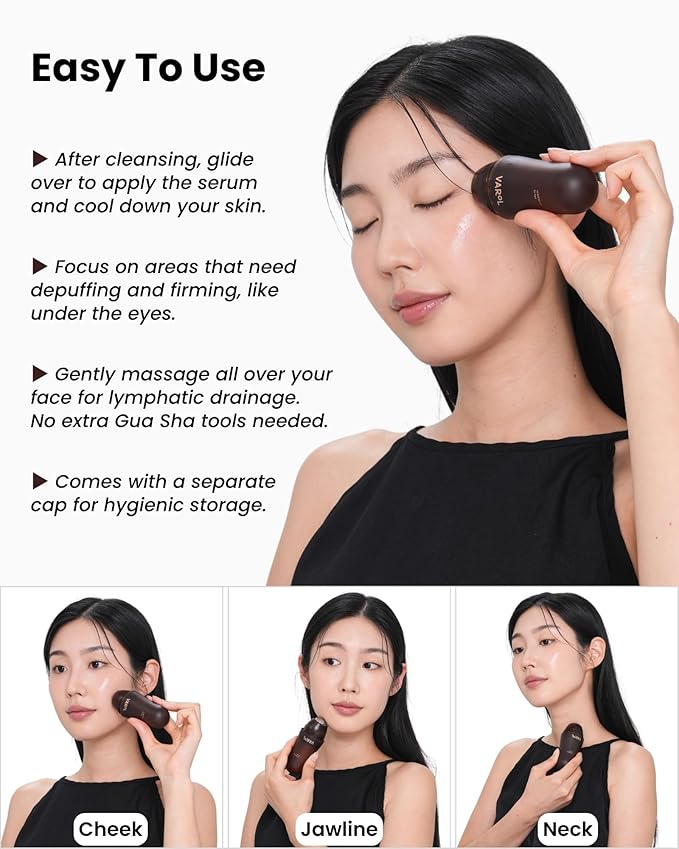 Ice Roll Serum for Face, Puffy Eyes, Under Eye Bags - Bakuchiol & Collagen for Wrinkles, Anti Aging, Ice Roller for Puffiness, Redness, Dark Circles - Korean Skin Care & Gua Sha, 1.69 Fl Oz