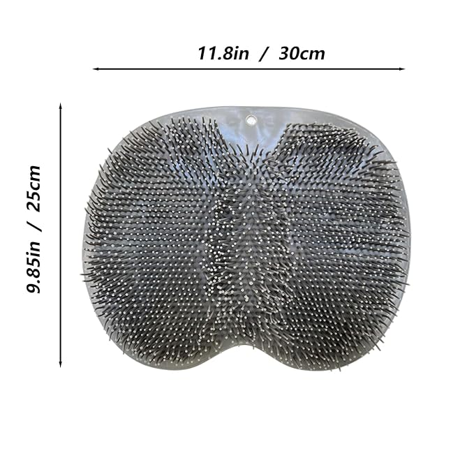 Shower Foot and Back Scrubber Mat,Wall Mounted Shower Foot Scrubber with Suction Cups,Exfoliating Silicone Massage Foot Cleaner for Shower(Grey&Blue)